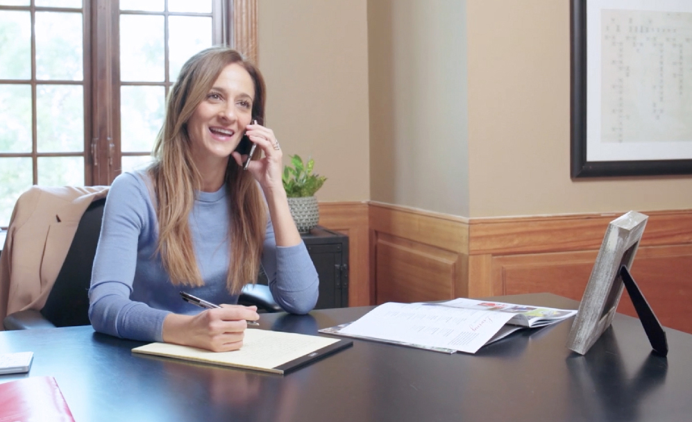 business woman working phone call